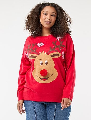 Camisola de Natal com estampado 'rena'