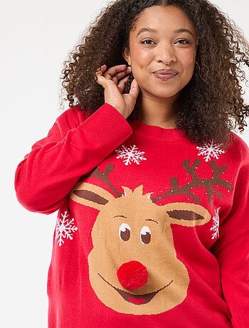 Camisola de Natal com estampado 'rena'