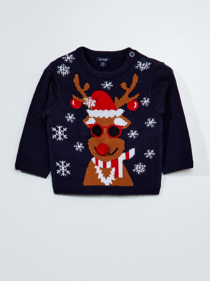 Camisola de Natal com motivo 'rena' AZUL - Kiabi
