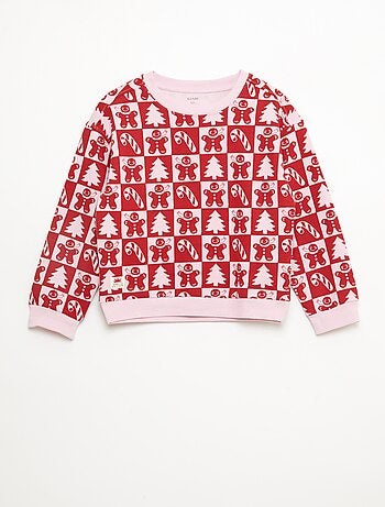 Camisola de Natal com padrão integral em algodão