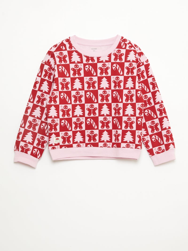 Camisola de Natal com padrão integral em algodão Rosa - Kiabi