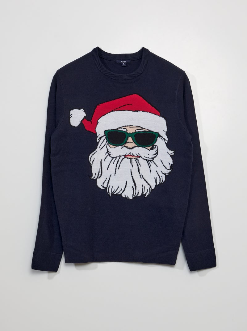 Camisola de Natal com pai Natal AZUL - Kiabi