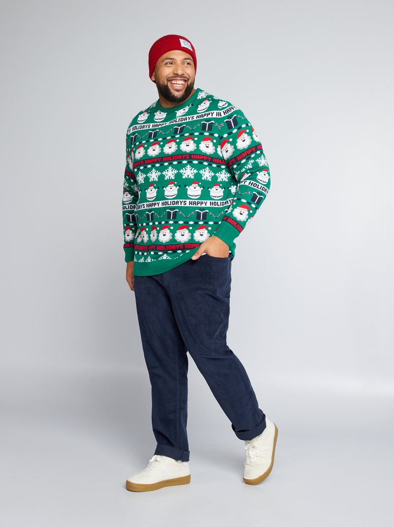 Camisola de Natal com pai Natal e prendas VERDE - Kiabi