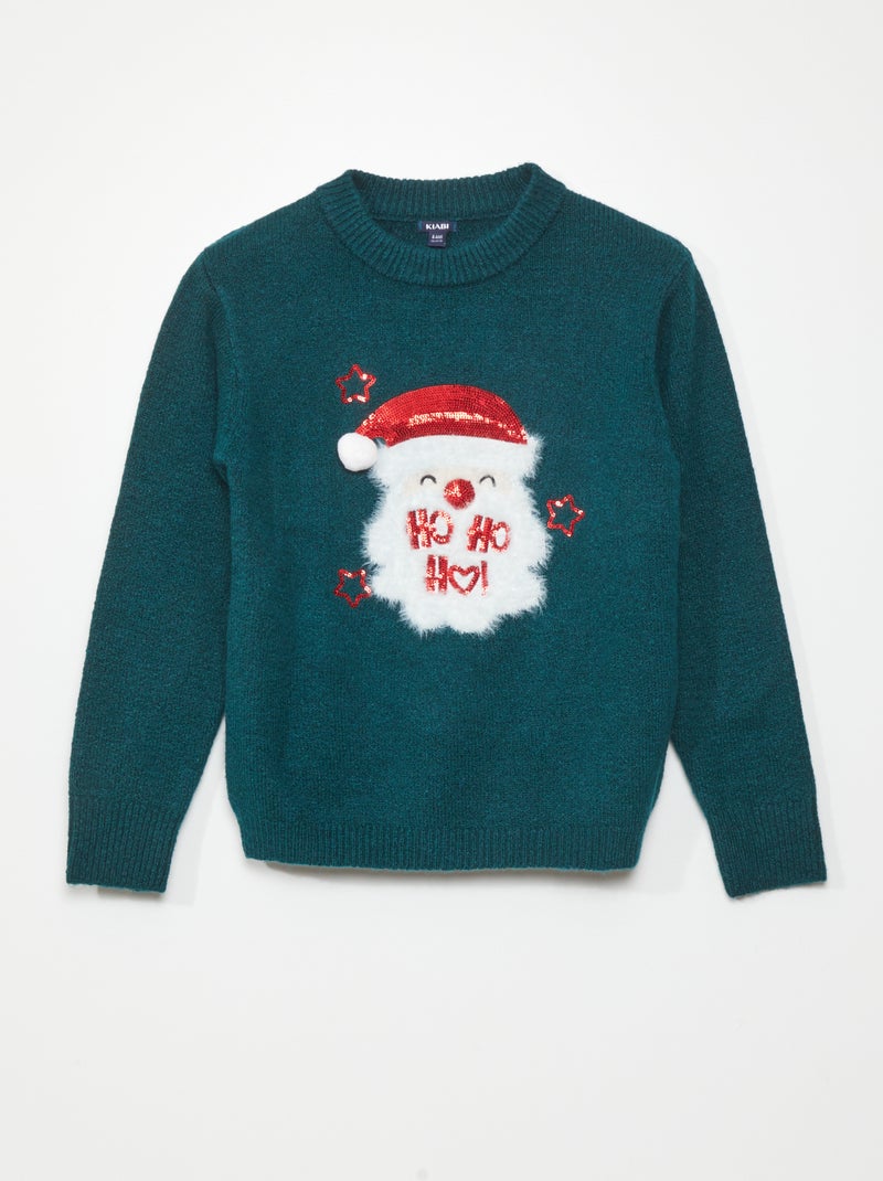 Camisola de Natal com pai Natal VERDE - Kiabi