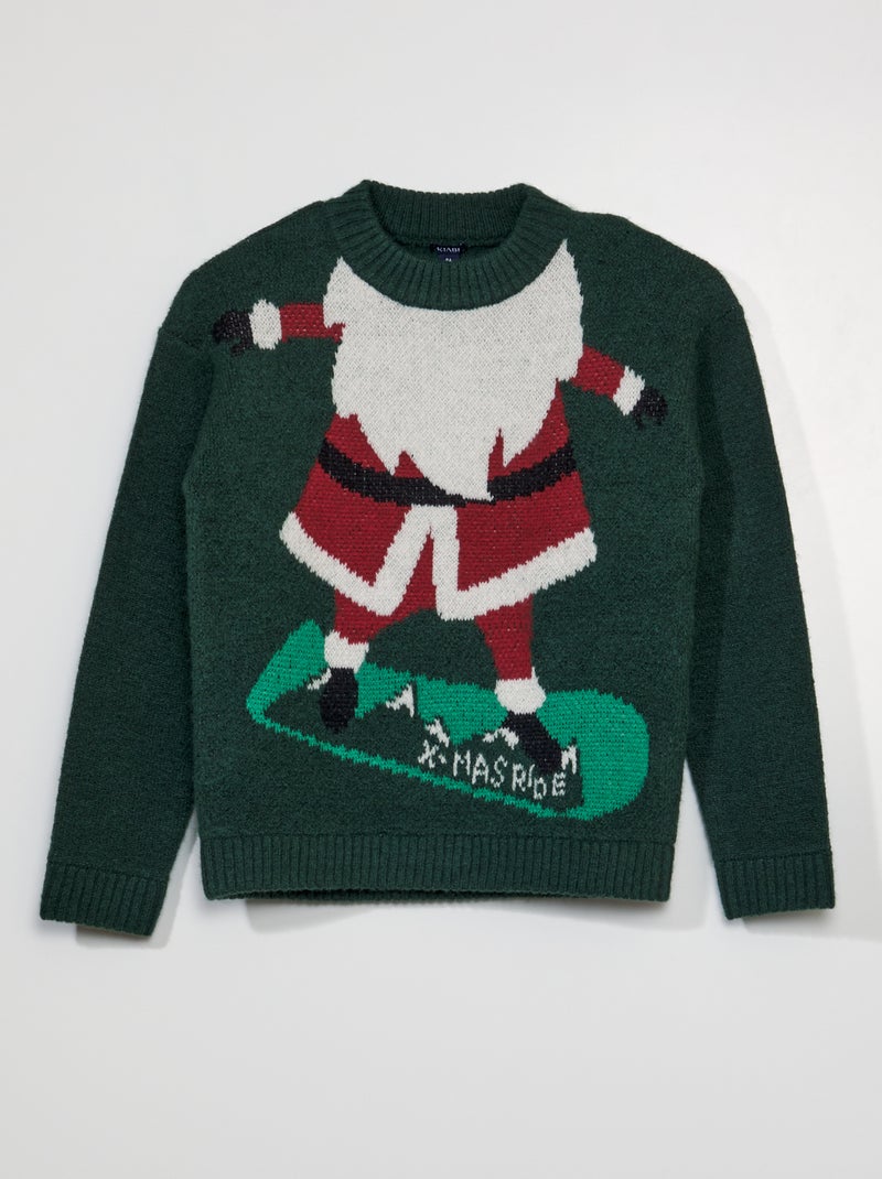Camisola de Natal com pai Natal VERDE - Kiabi