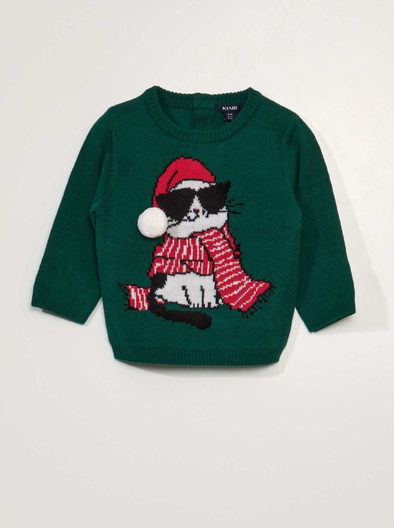 Camisola de Natal com pompom VERDE - Kiabi