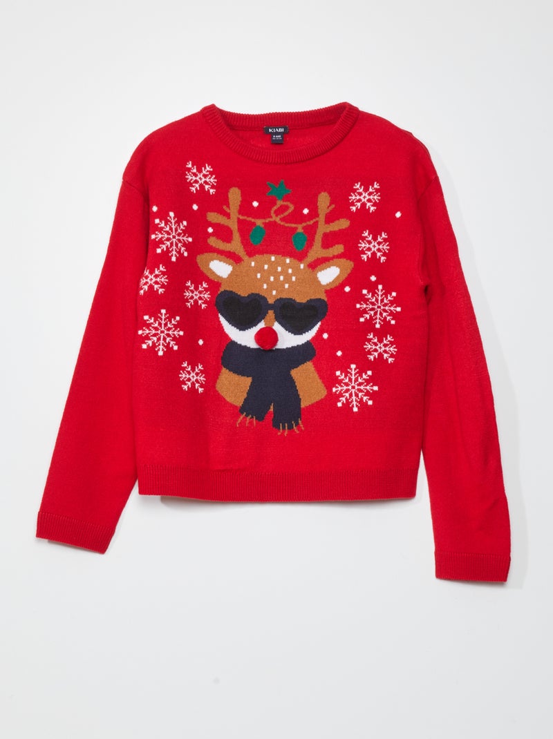Camisola de Natal com pompom VERMELHO - Kiabi