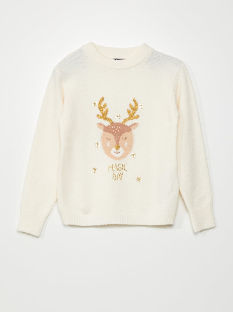 Camisola de Natal com veado BEGE - Kiabi