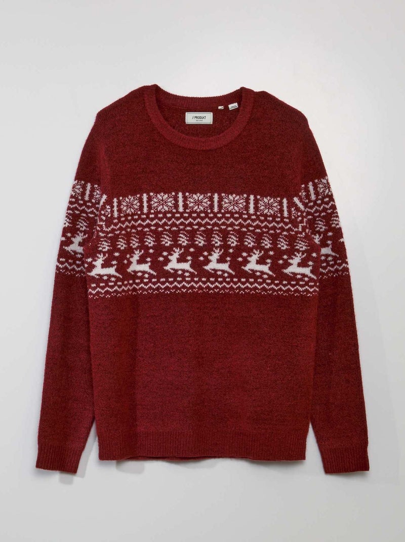 Camisola de Natal com veados e flocos VERMELHO - Kiabi