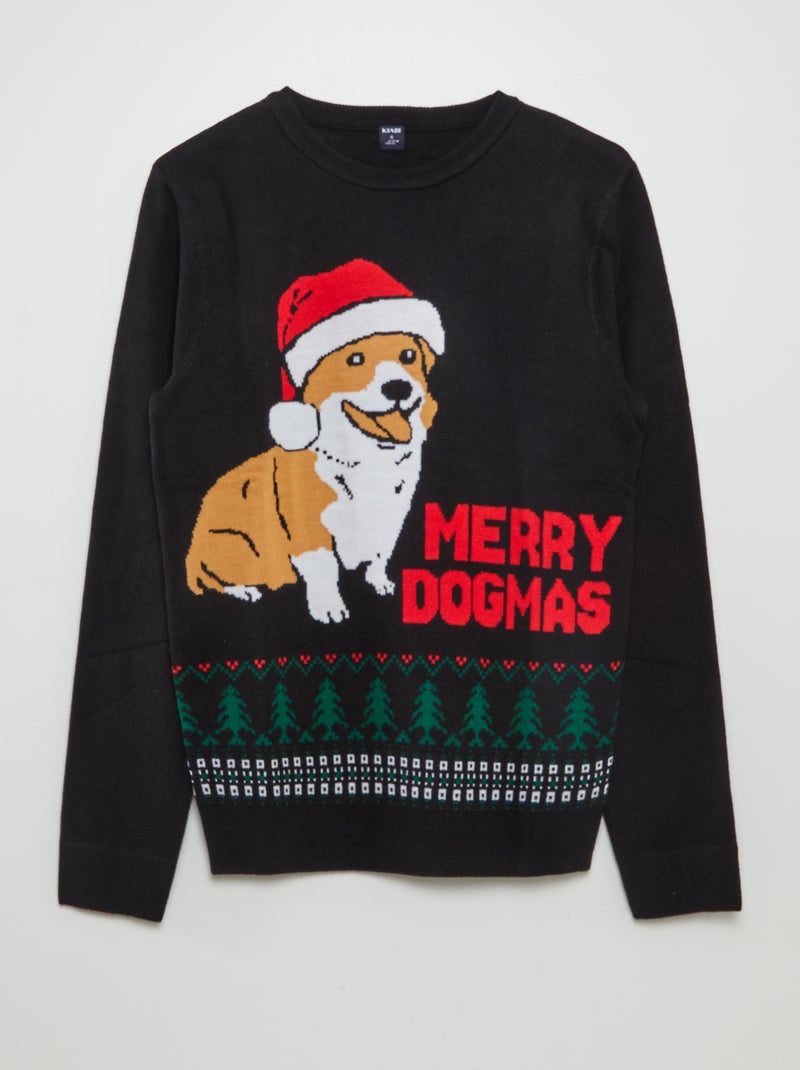 Camisola de Natal corgi PRETO - Kiabi