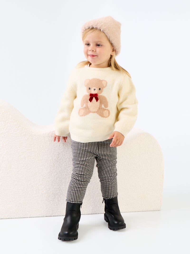 Camisola de Natal de malha fina 'ursinho' Branco - Kiabi