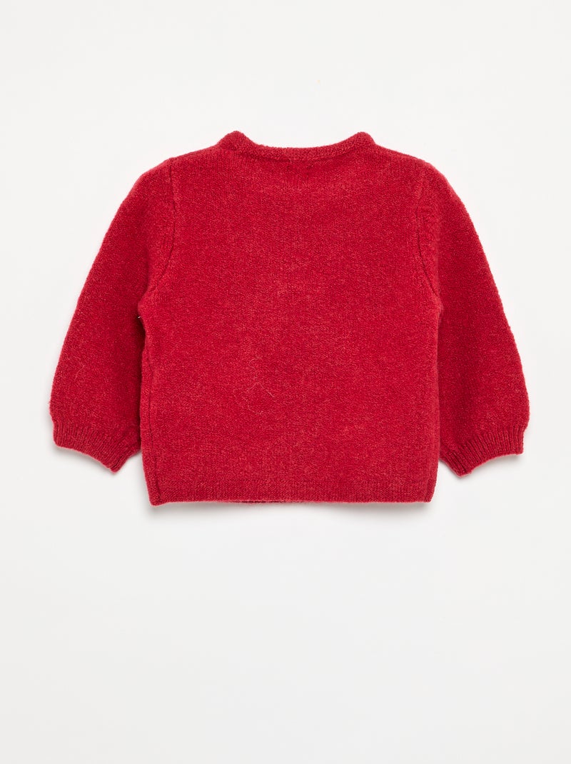 Camisola de Natal de malha fina 'ursinho' Vermelho - Kiabi