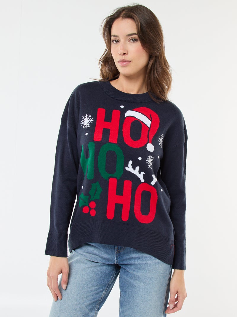 Camisola de Natal em jacquard Azul - Kiabi