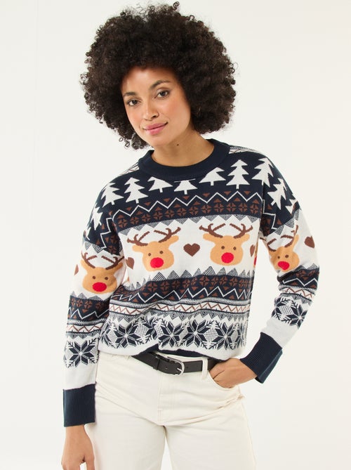 Camisola de Natal em jacquard 'rena' - Kiabi