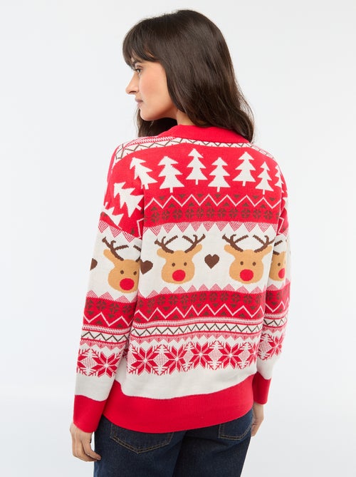 Camisola de Natal em jacquard 'rena' - Kiabi