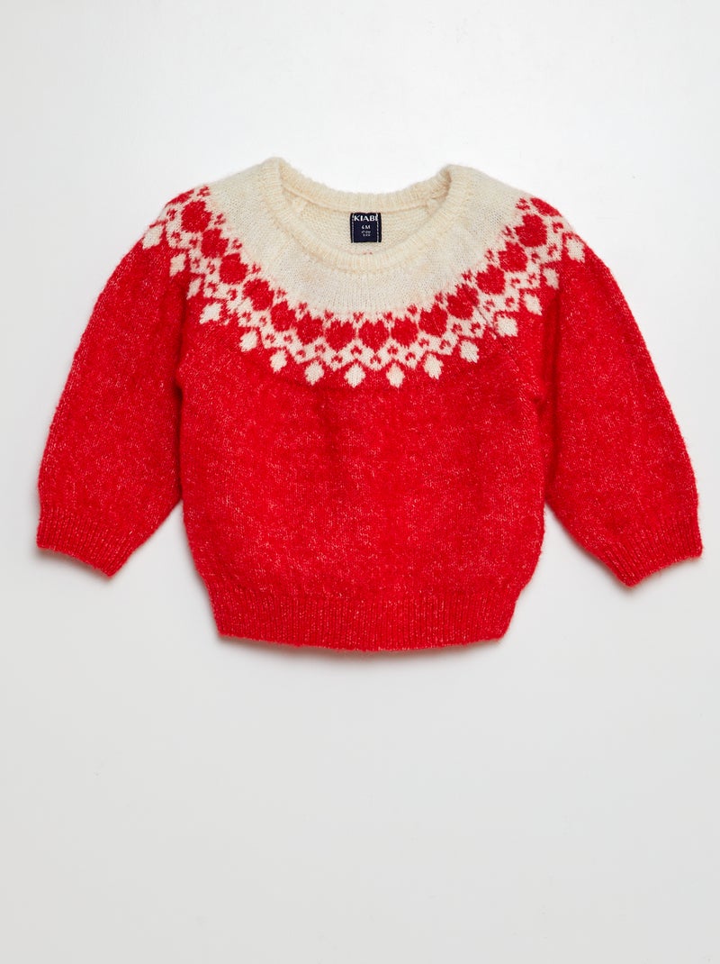 Camisola de Natal em jacquard VERMELHO - Kiabi