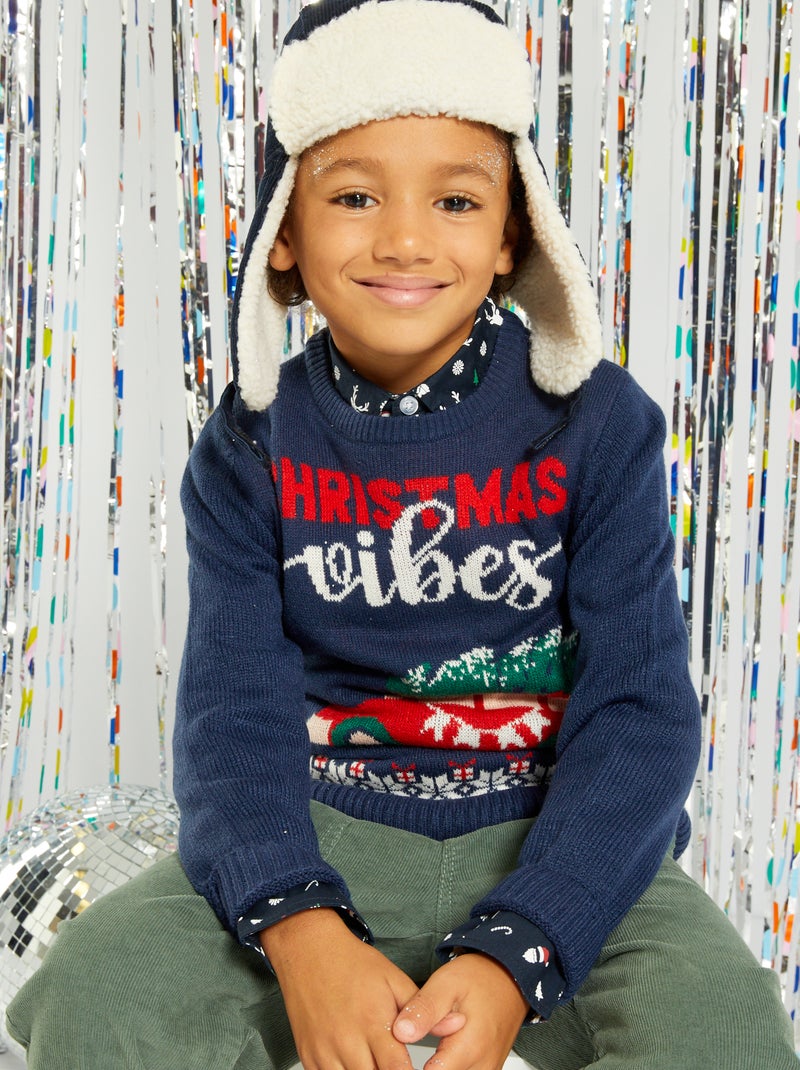 Camisola de Natal em malha AZUL - Kiabi