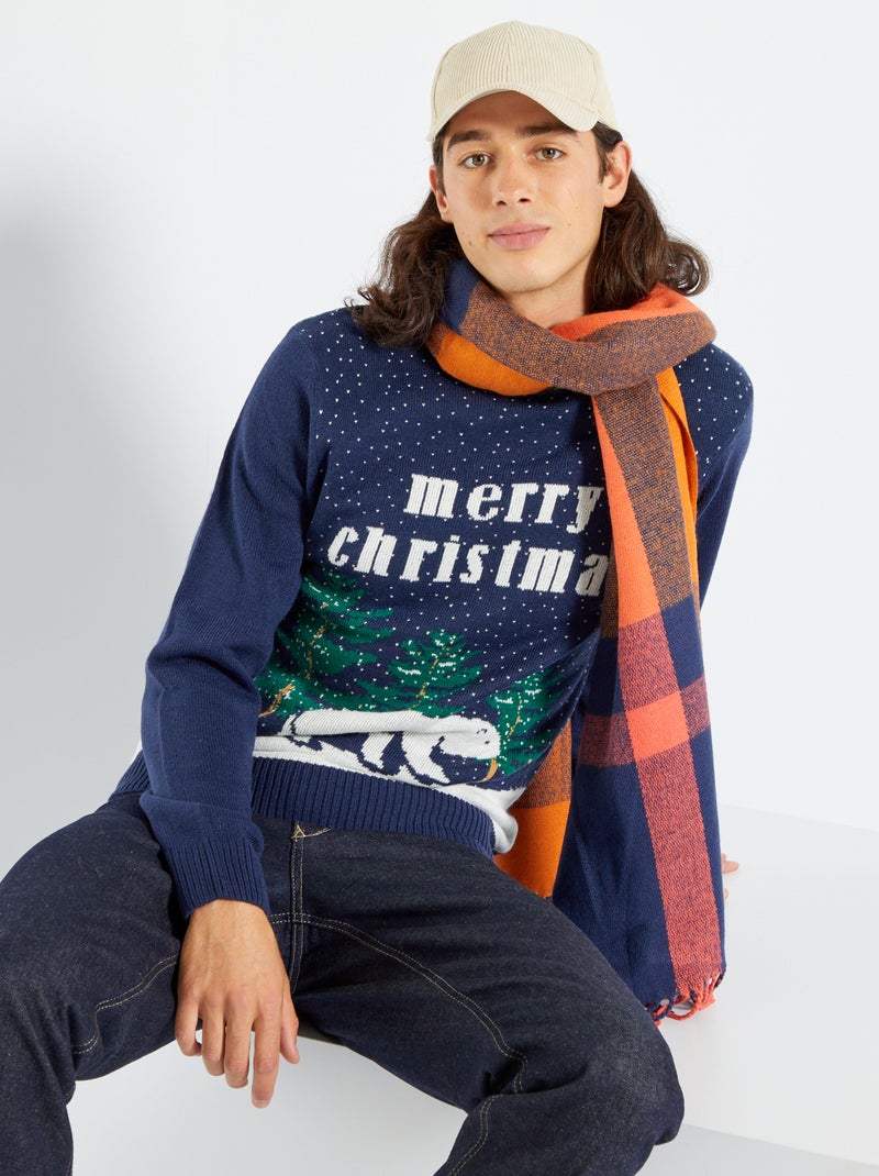 Camisola de Natal em malha AZUL - Kiabi