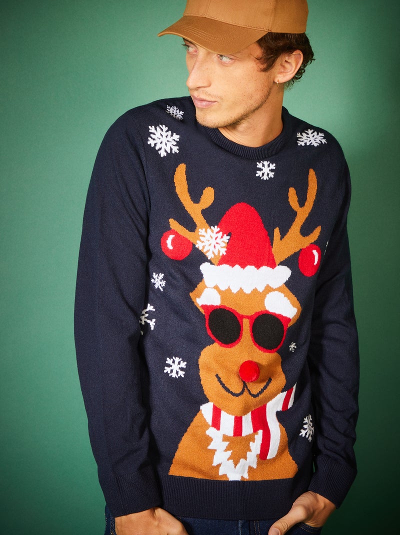 Camisola de Natal em malha grossa larga AZUL - Kiabi