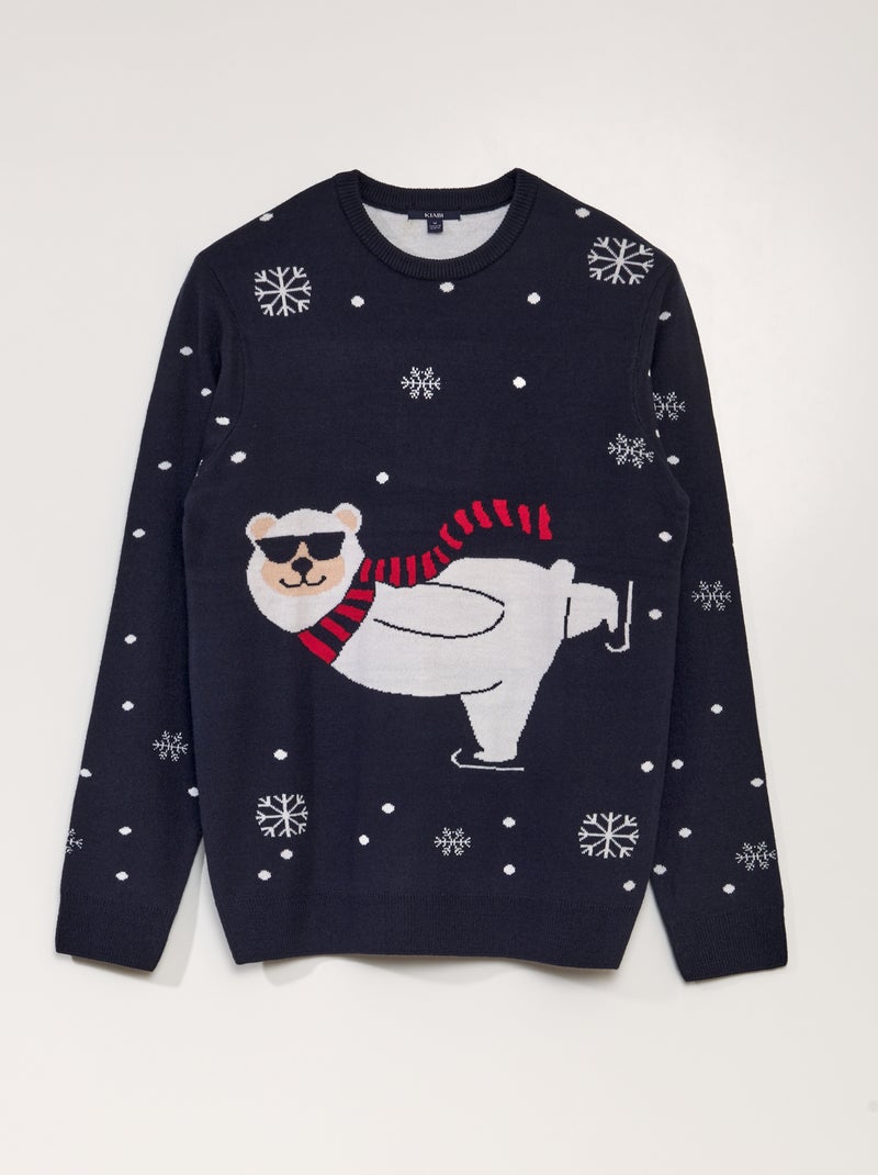 Camisola de Natal em malha grossa larga AZUL - Kiabi