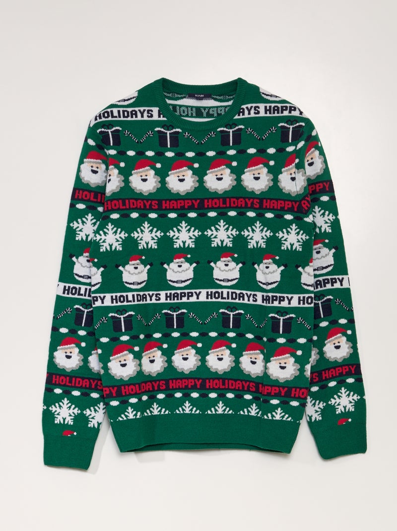 Camisola de Natal em malha grossa larga VERDE - Kiabi