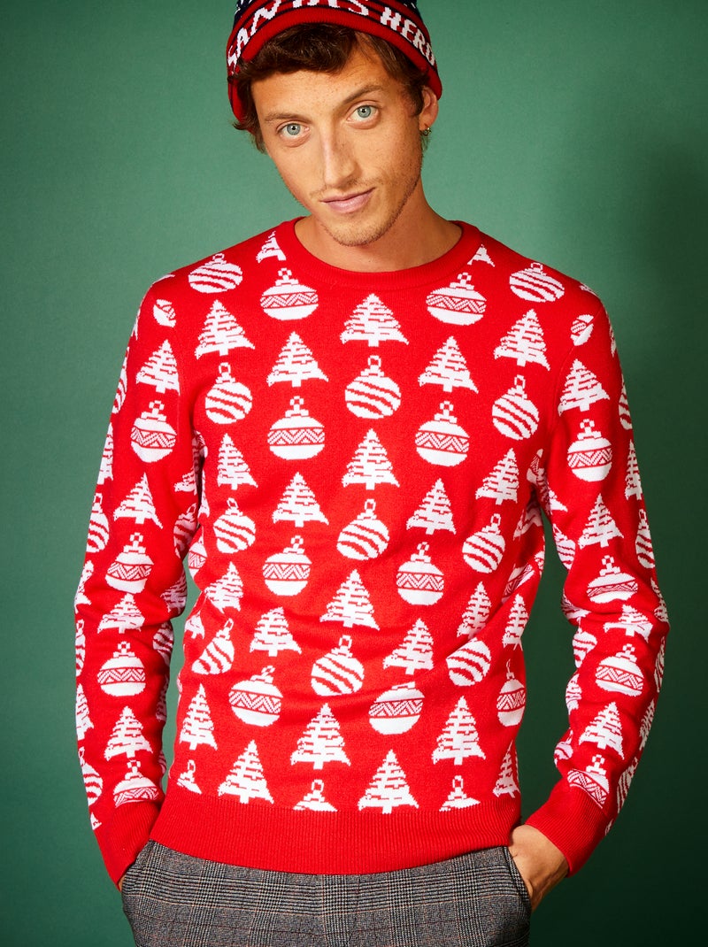 Camisola de Natal em malha grossa larga VERMELHO - Kiabi