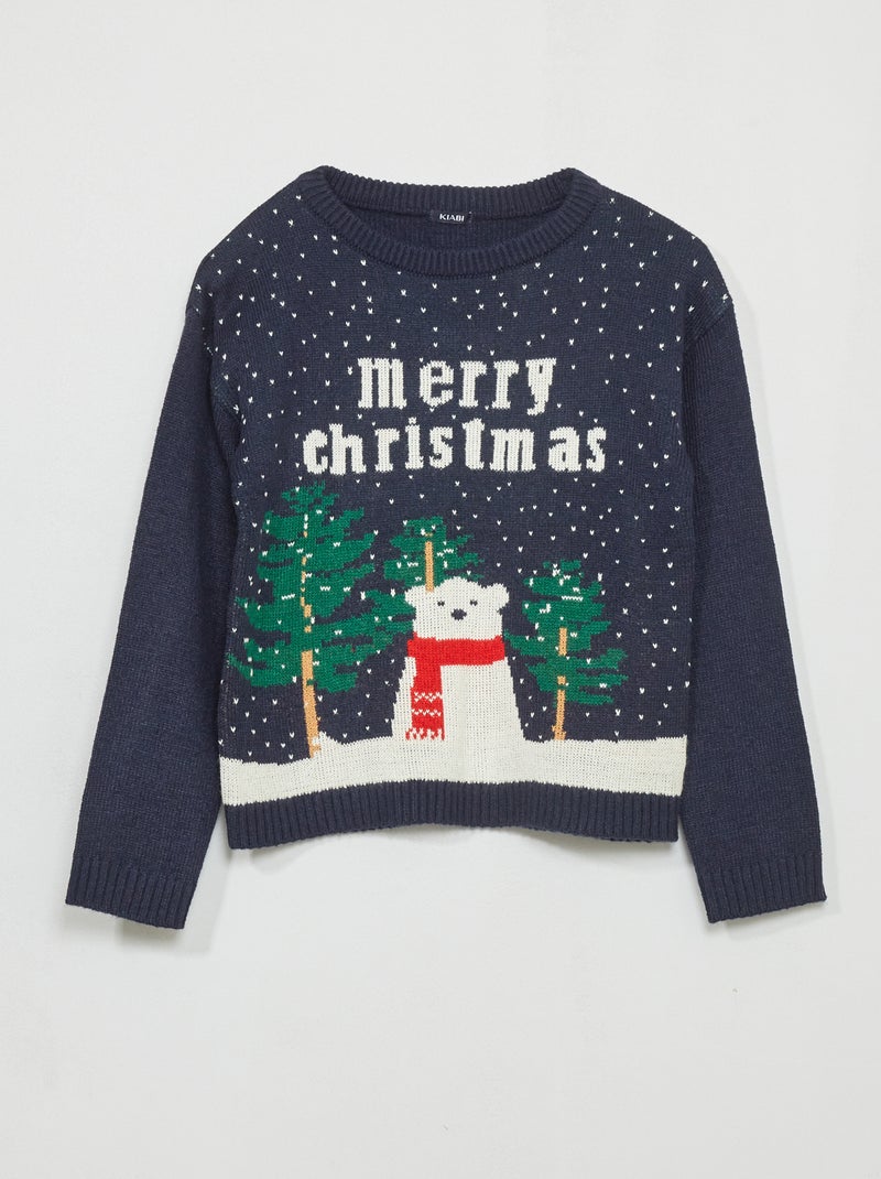 Camisola de Natal em malha jersey AZUL - Kiabi