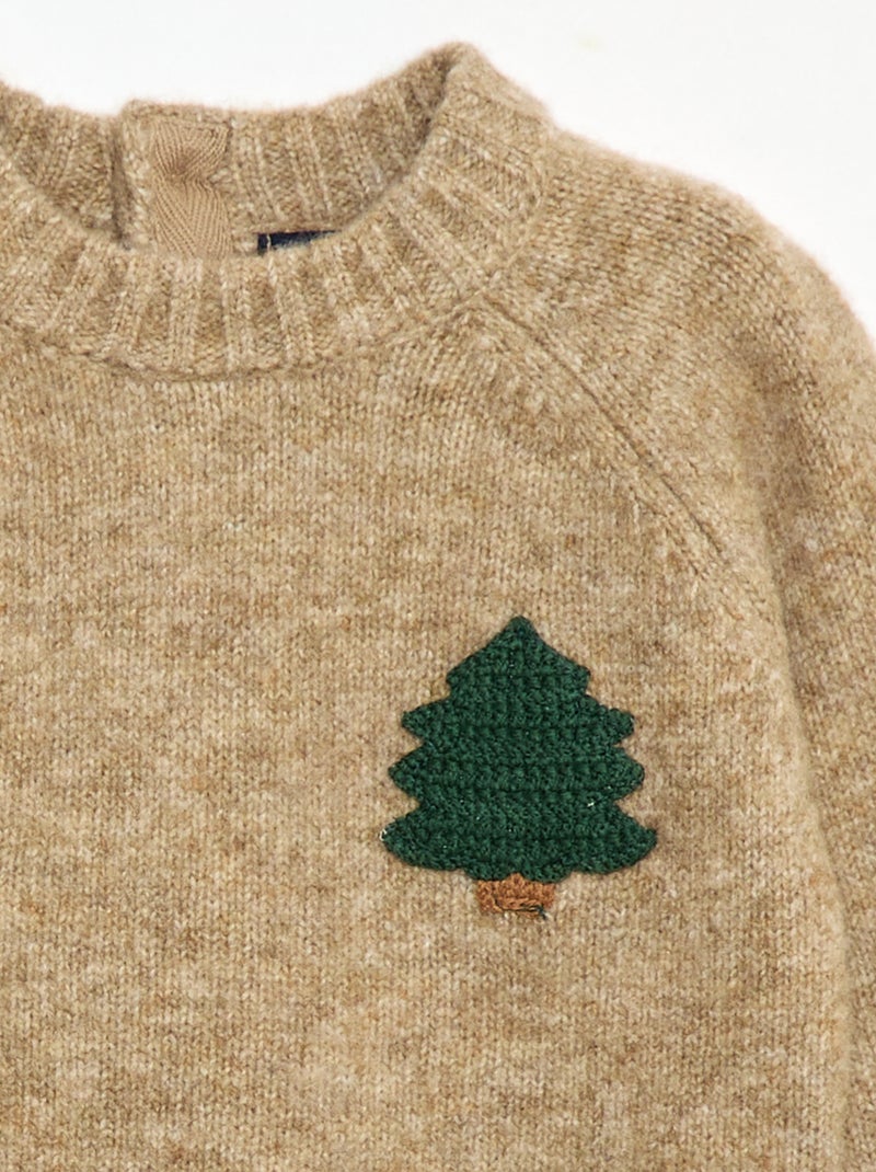 Camisola de Natal macia com animação fantástica Bege - Kiabi