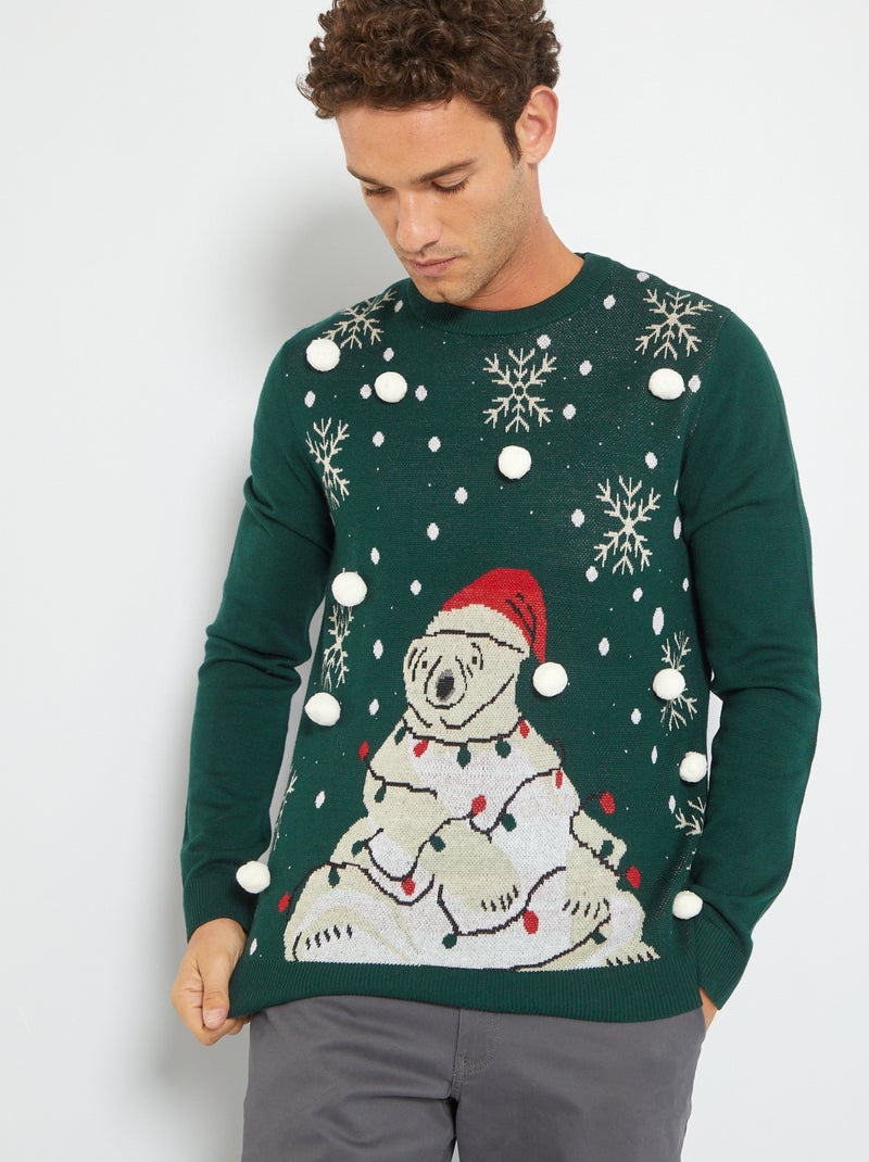Camisola de Natal 'Produkt' em malha VERDE - Kiabi
