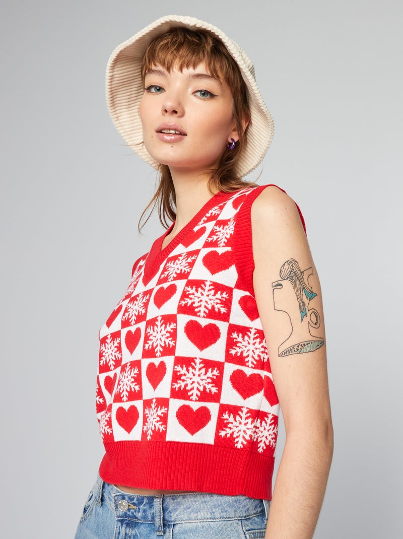 Camisola de Natal sem manga BRANCO - Kiabi