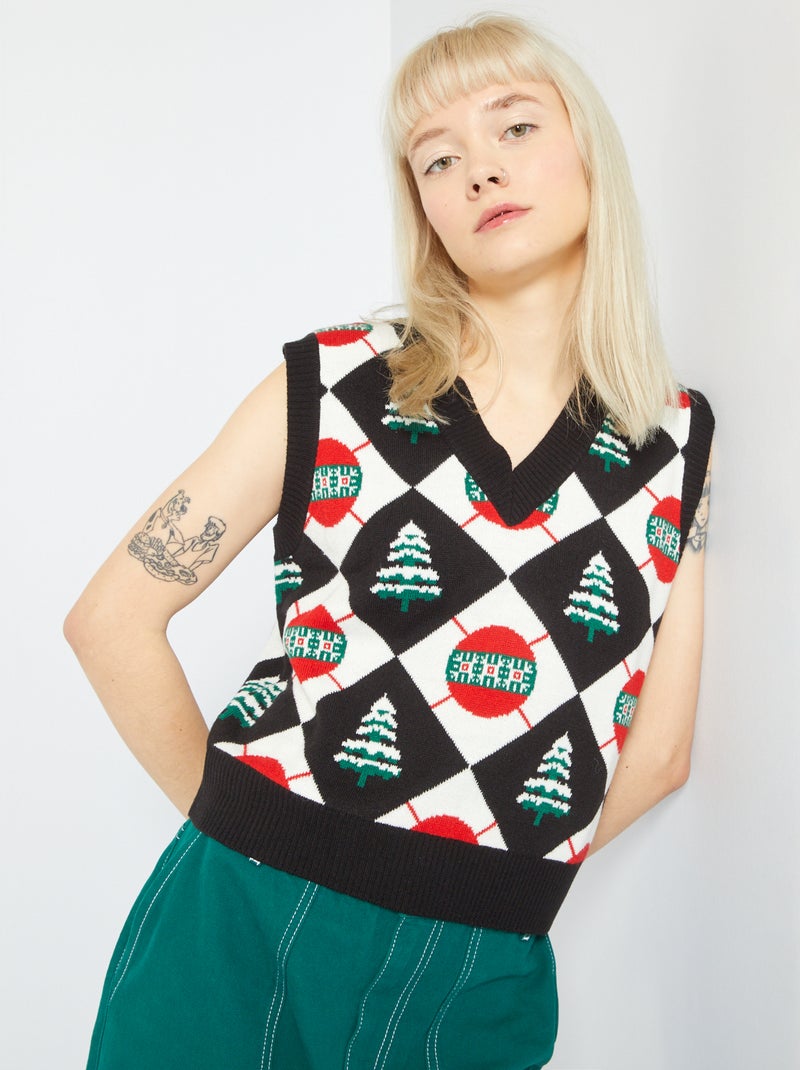 Camisola de Natal sem manga PRETO - Kiabi