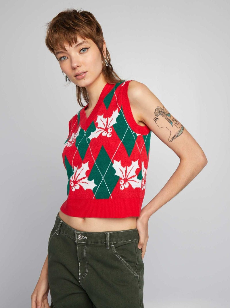 Camisola de Natal sem mangas VERMELHO - Kiabi