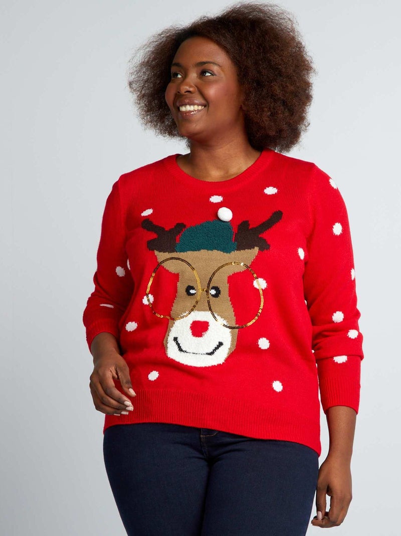 Camisola de Natal 'Vero Moda Curve' VERMELHO - Kiabi
