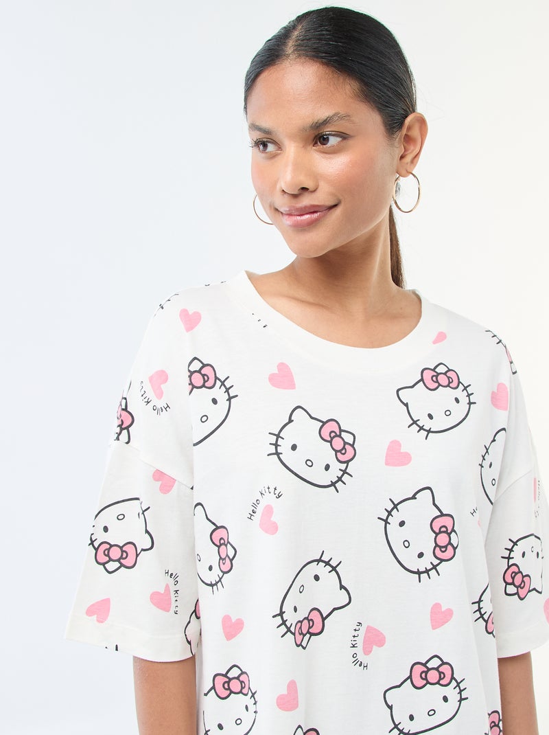Camisola de noite tipo t-shirt 'Hello Kitty' Branco - Kiabi