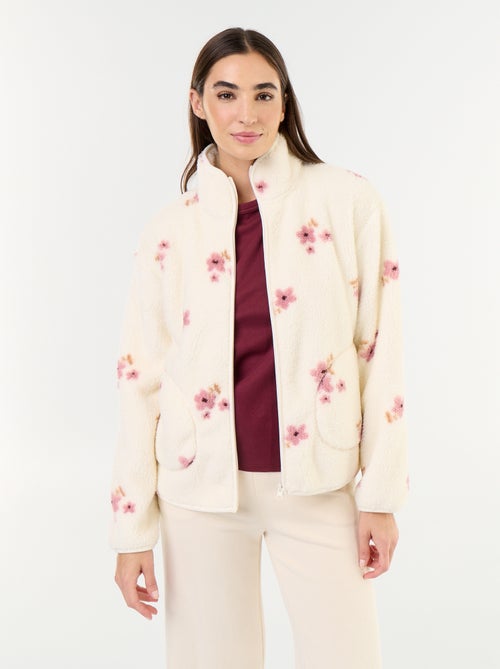 Camisola de polar com fecho e padrão - Kiabi