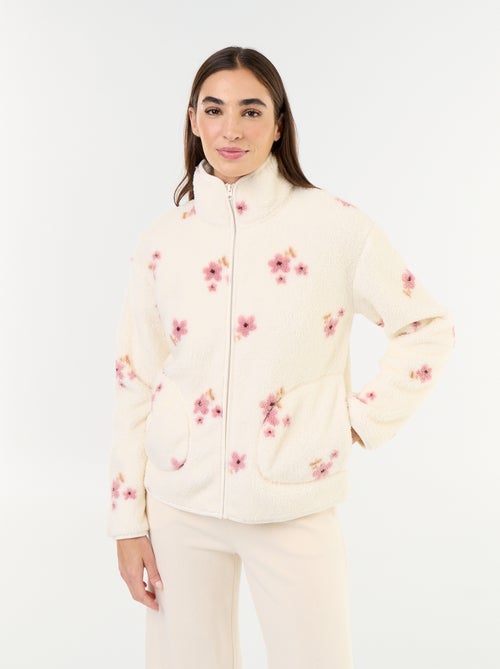 Camisola de polar com fecho e padrão - Kiabi