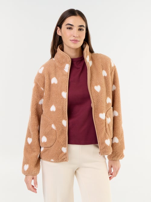 Camisola de polar com fecho e padrão - Kiabi