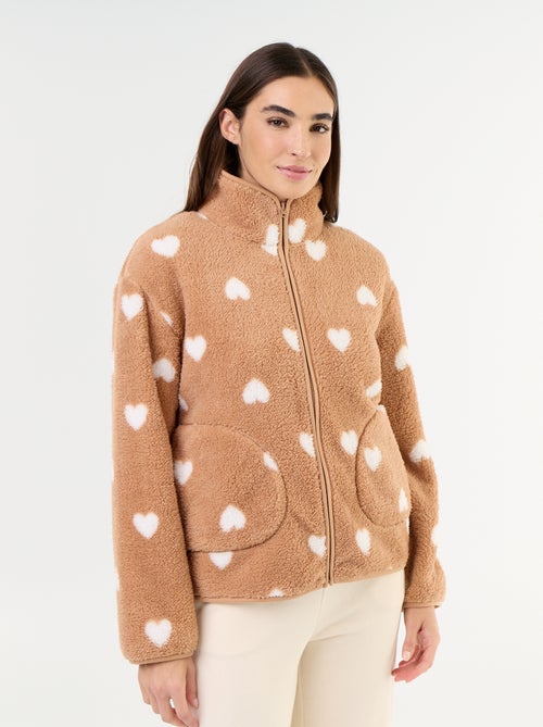 Camisola de polar com fecho e padrão - Kiabi