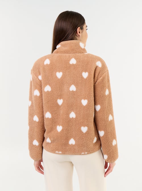 Camisola de polar com fecho e padrão - Kiabi
