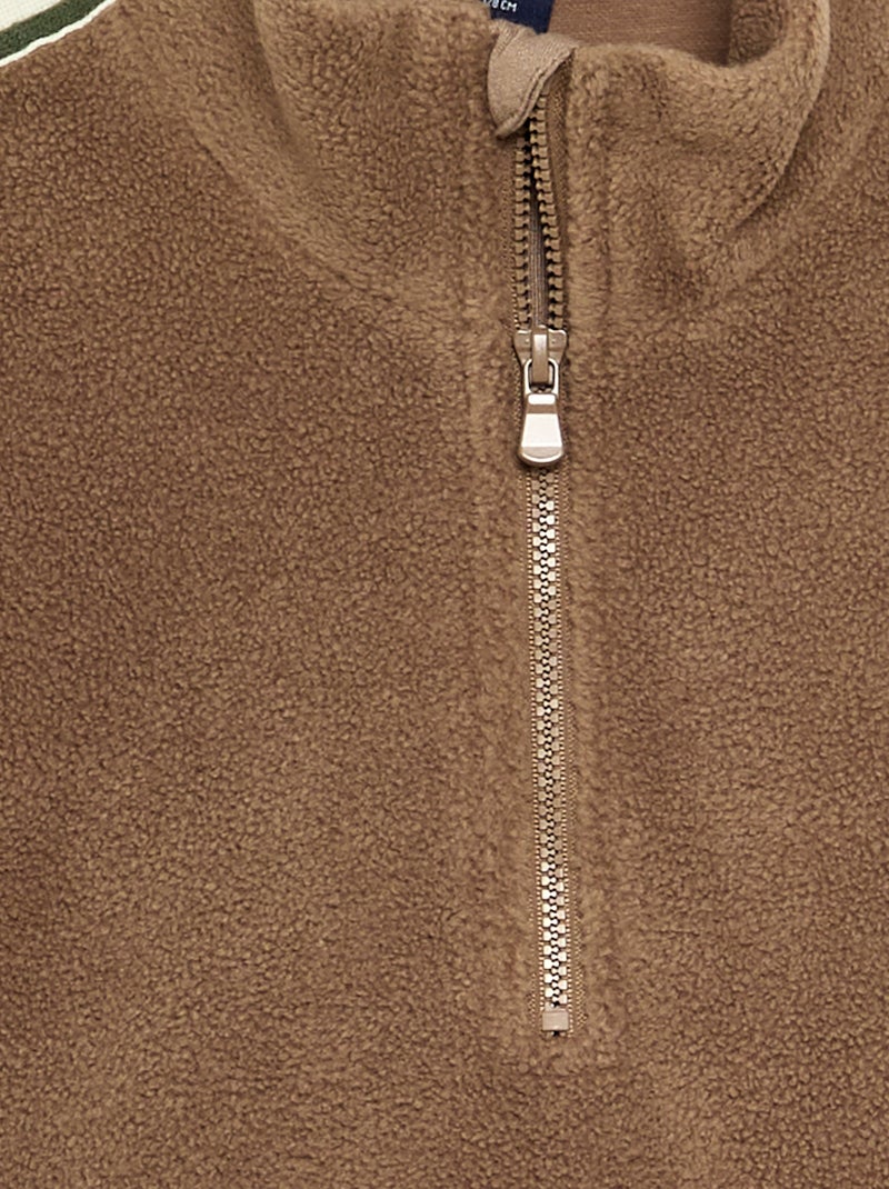 Camisola de polar com gola de camionista Caqui - Kiabi