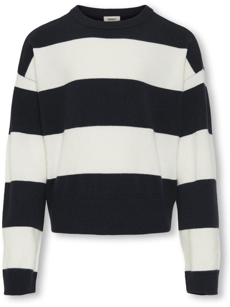 Camisola de Rapariga às Riscas Preto/Branco Kids ONLY Kogtala Preto - Kiabi