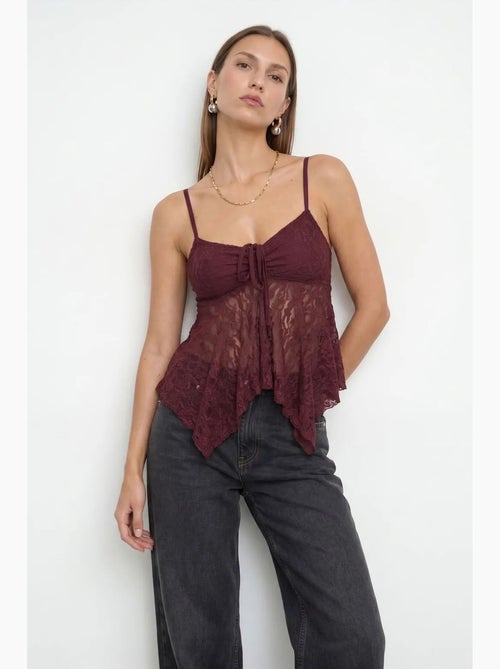 Camisola de renda com laço frontal dilvin - Kiabi Camisola de renda com laço frontal dilvin - Kiabi