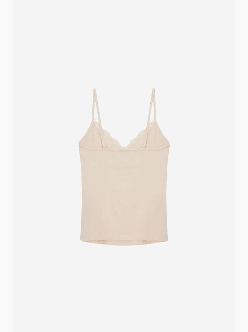 Camisola de renda decote em v dilvin Bege natural - Kiabi