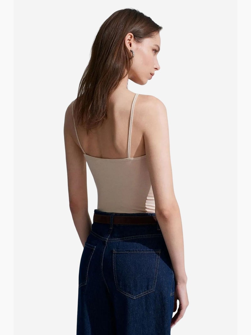 Camisola de renda decote em v dilvin Bege natural - Kiabi