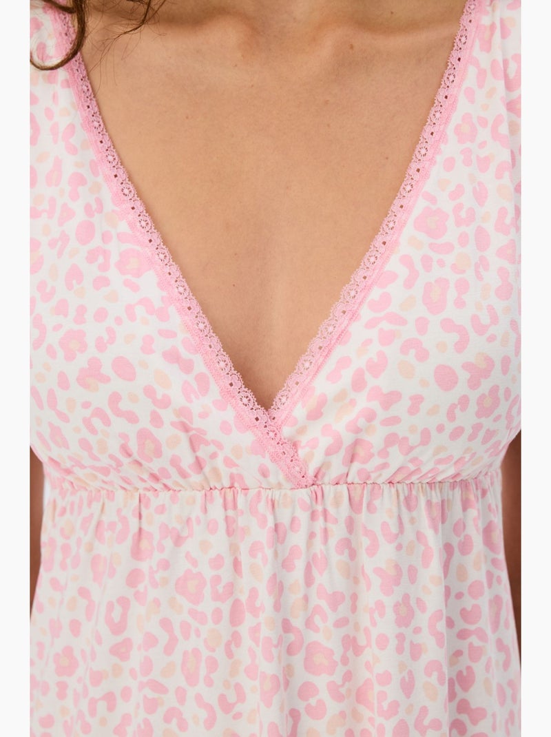 Camisola de renda leopardo penti Branco Rosa - Kiabi