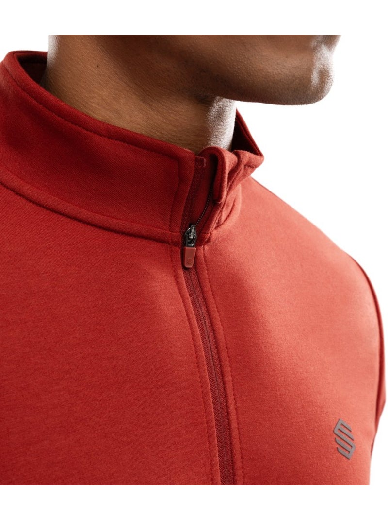 Camisola de treino com fecho 1/4 para homem Vermelho - Kiabi