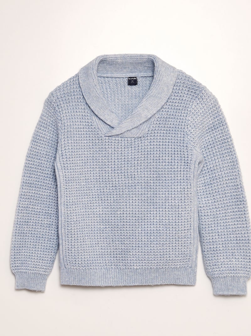 Camisola de tricô com gola tipo xaile AZUL - Kiabi