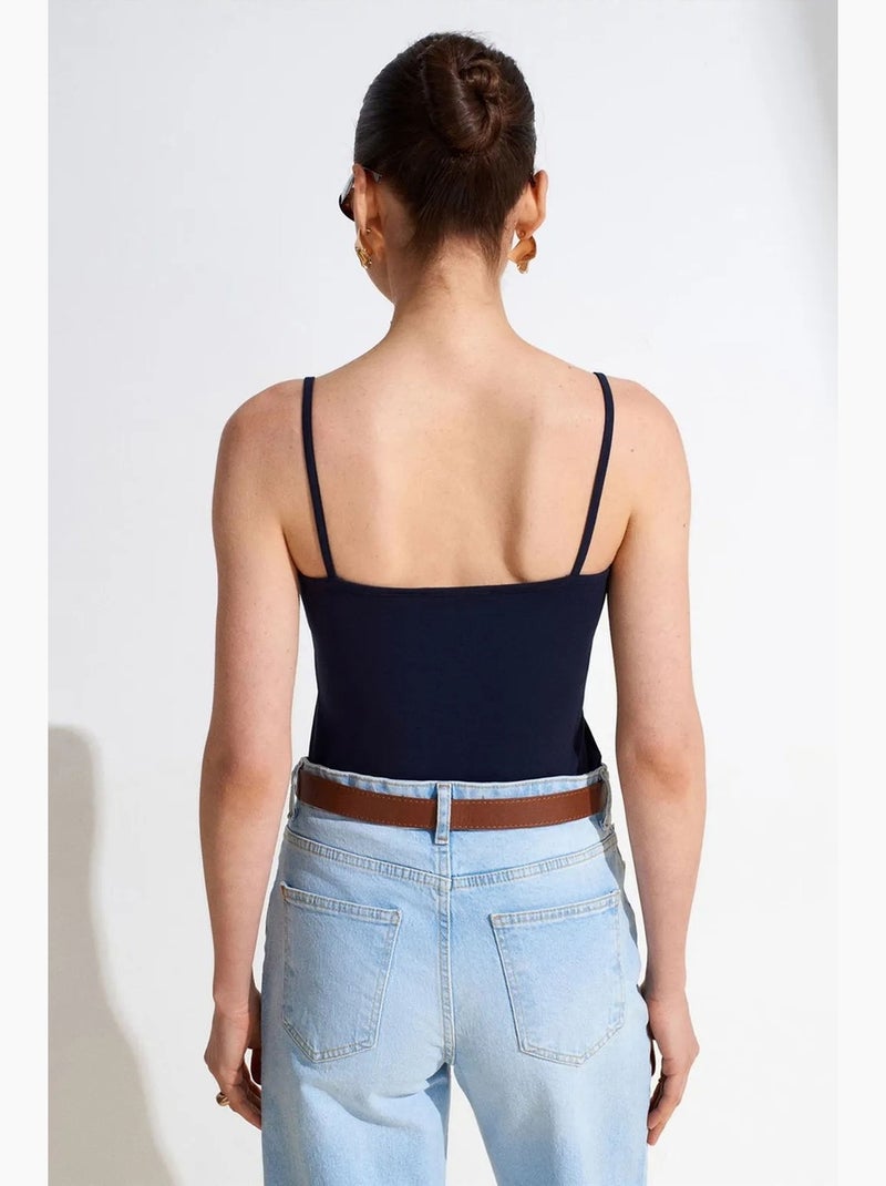Camisola decote quadrado dilvin Azul-marinho - Kiabi