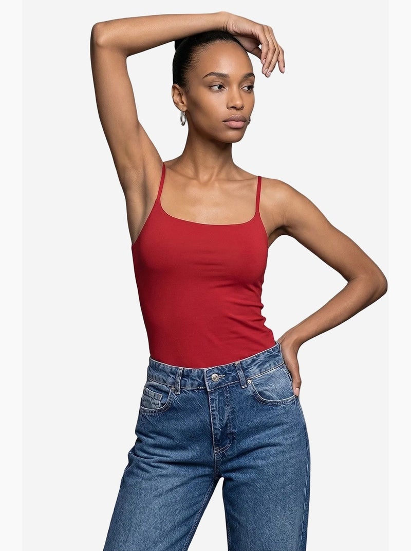 Camisola decote quadrado dilvin Vermelho - Kiabi