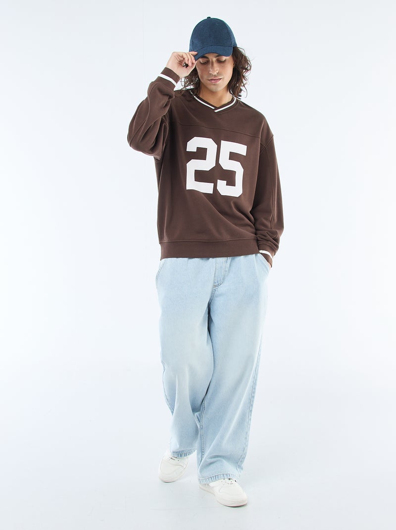Camisola desportiva em french terry Castanho - Kiabi